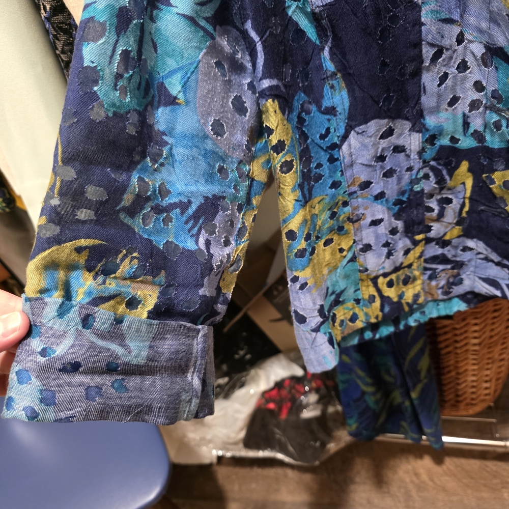 Ruby Rd. Teal and Black Patterned Jacket - Picture 2 of 4
